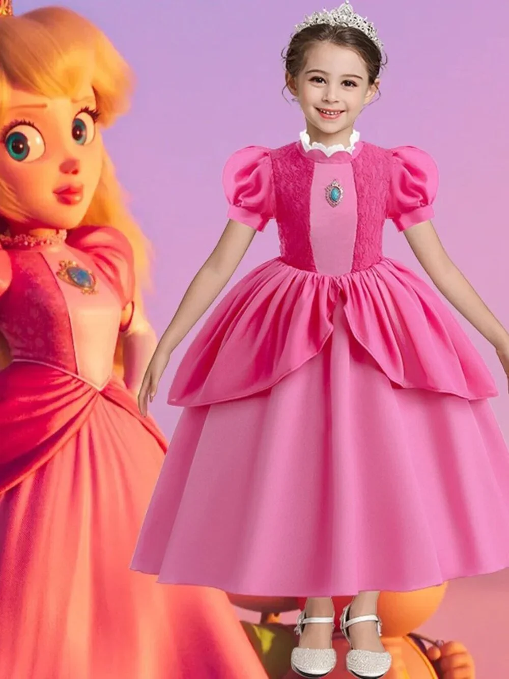 Adorable Princess Peach Costume Ball Gown Dress Size 8-10